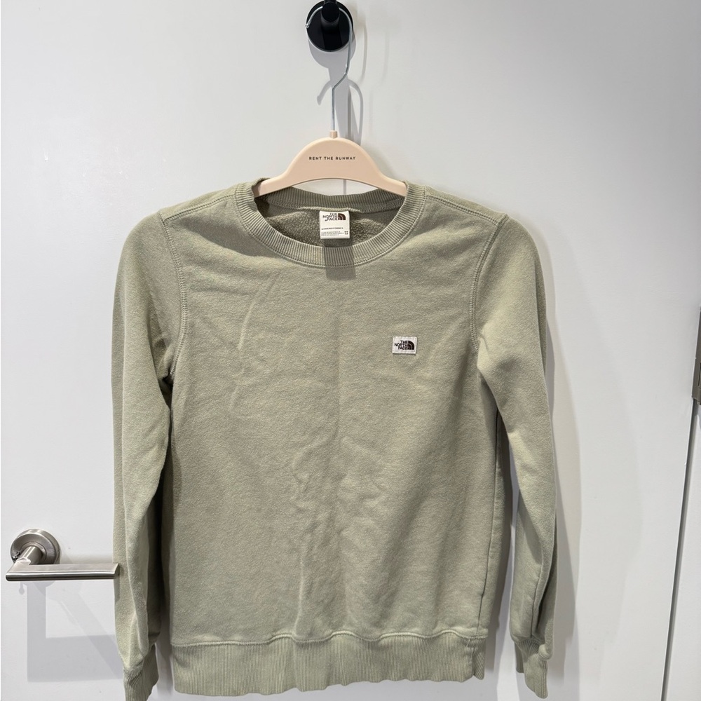 The North Face Green Crewneck Sweater with Ribbed Cuffs